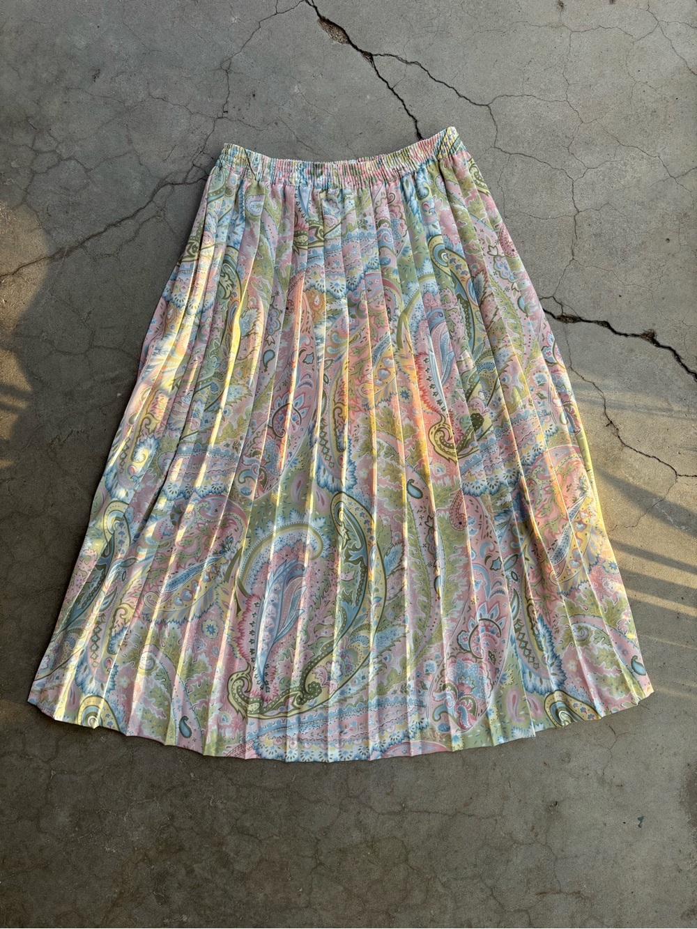 Alfred Dunner Pastel Paisley Pleated Midi Skirt Size 8 Cottage Fairy